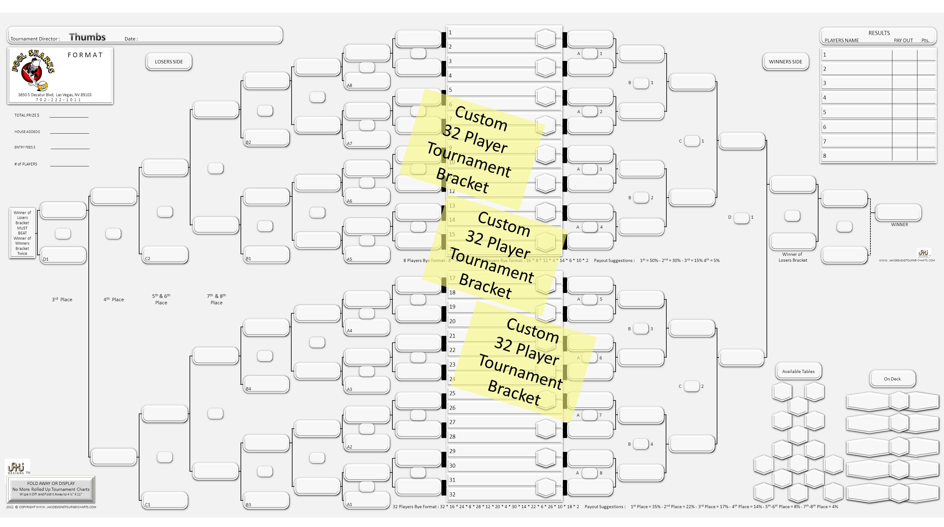32-Man Blank Custom Tournament Chart